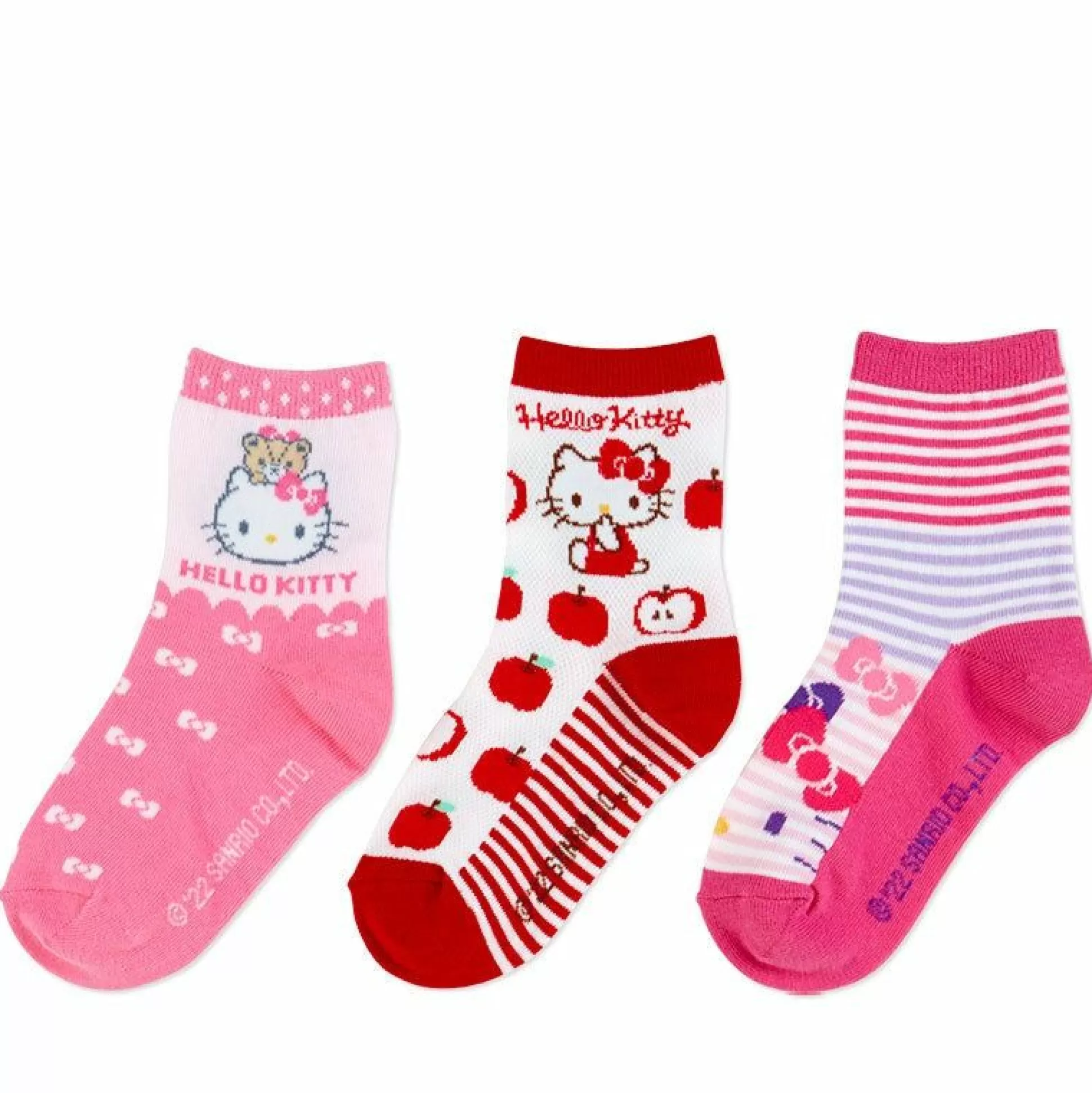 Hello Kitty 3-Pair Kids Crew Sock Set (Pink)^Japan Original Best Sale