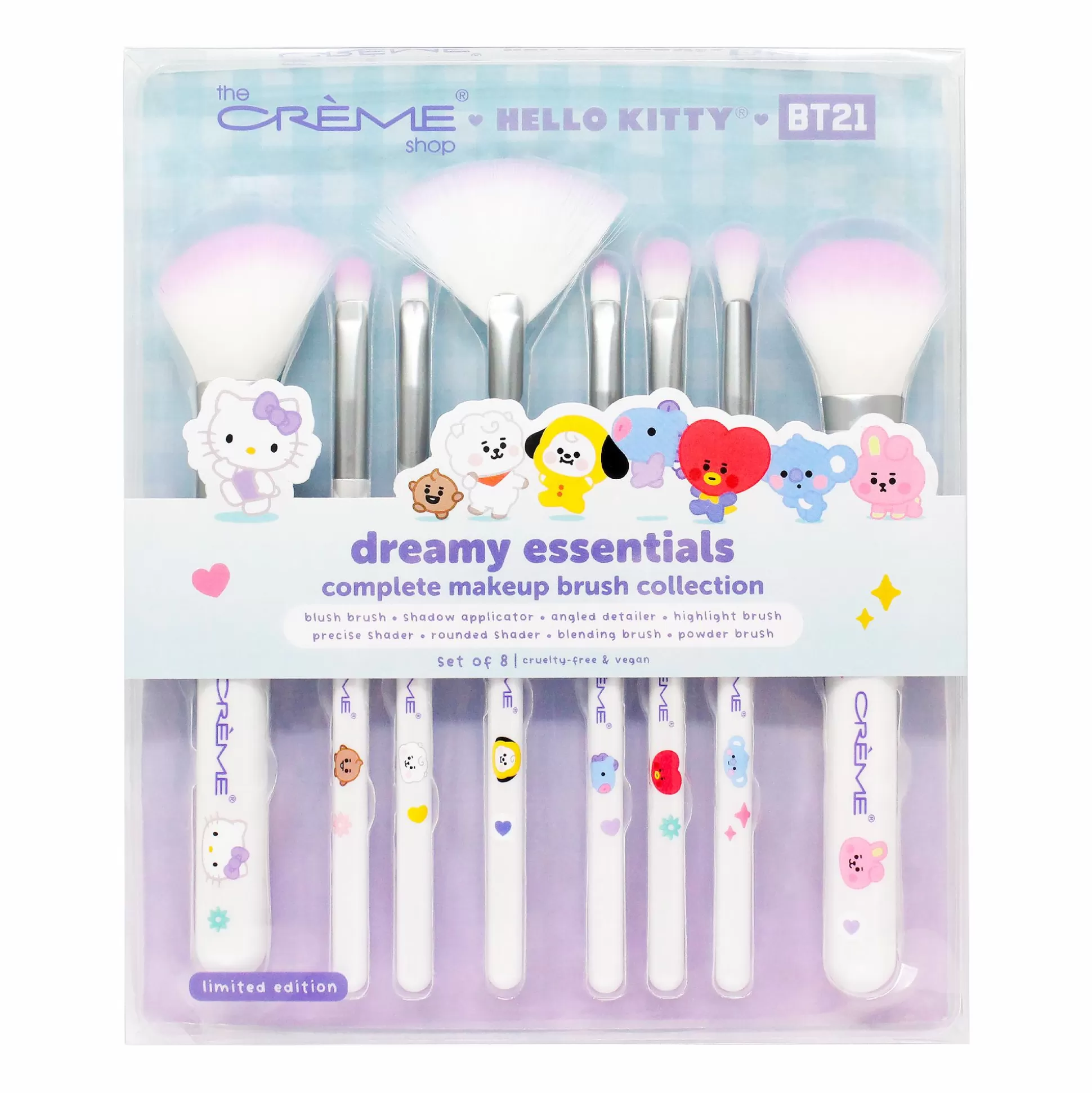 Hello Kitty & Bt21 Dreamy Essentials Makeup Brush Collection (Set Of 8)^The Crème Shop Clearance