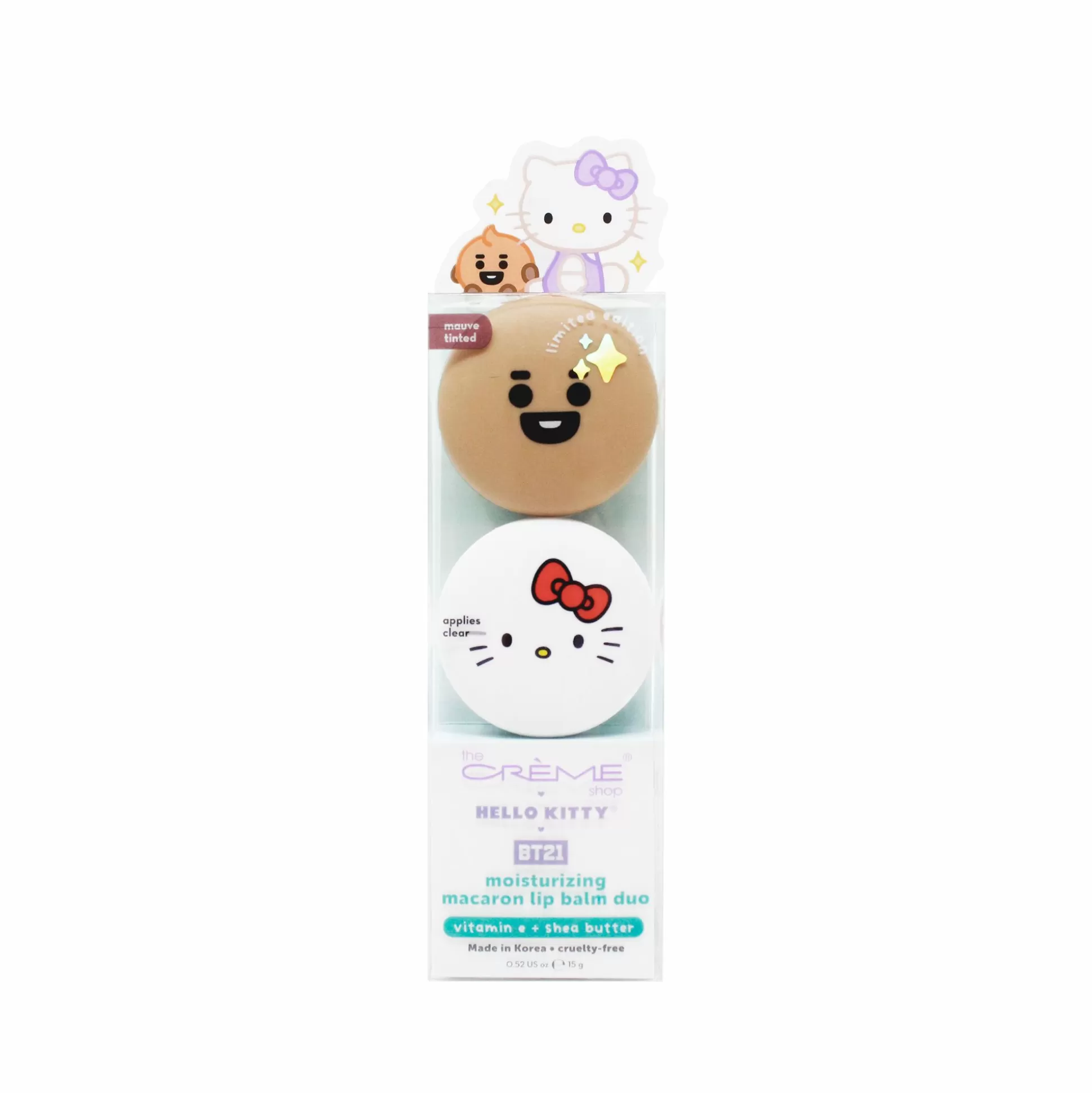 Hello Kitty & Bt21 Shooky Moisturizing Macaron Lip Balm Duo^The Crème Shop New