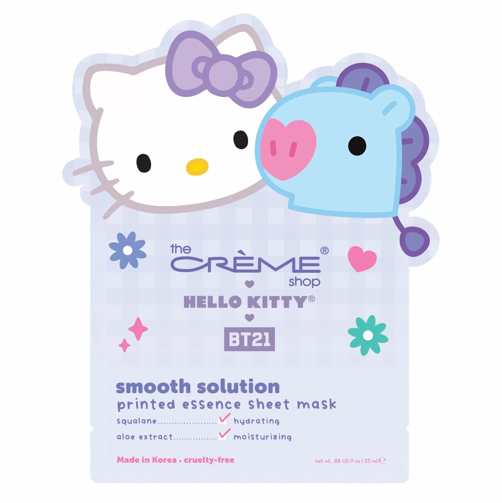 Hello Kitty & Bt21 Smooth Solution Printed Essence Sheet Mask^The Crème Shop Outlet