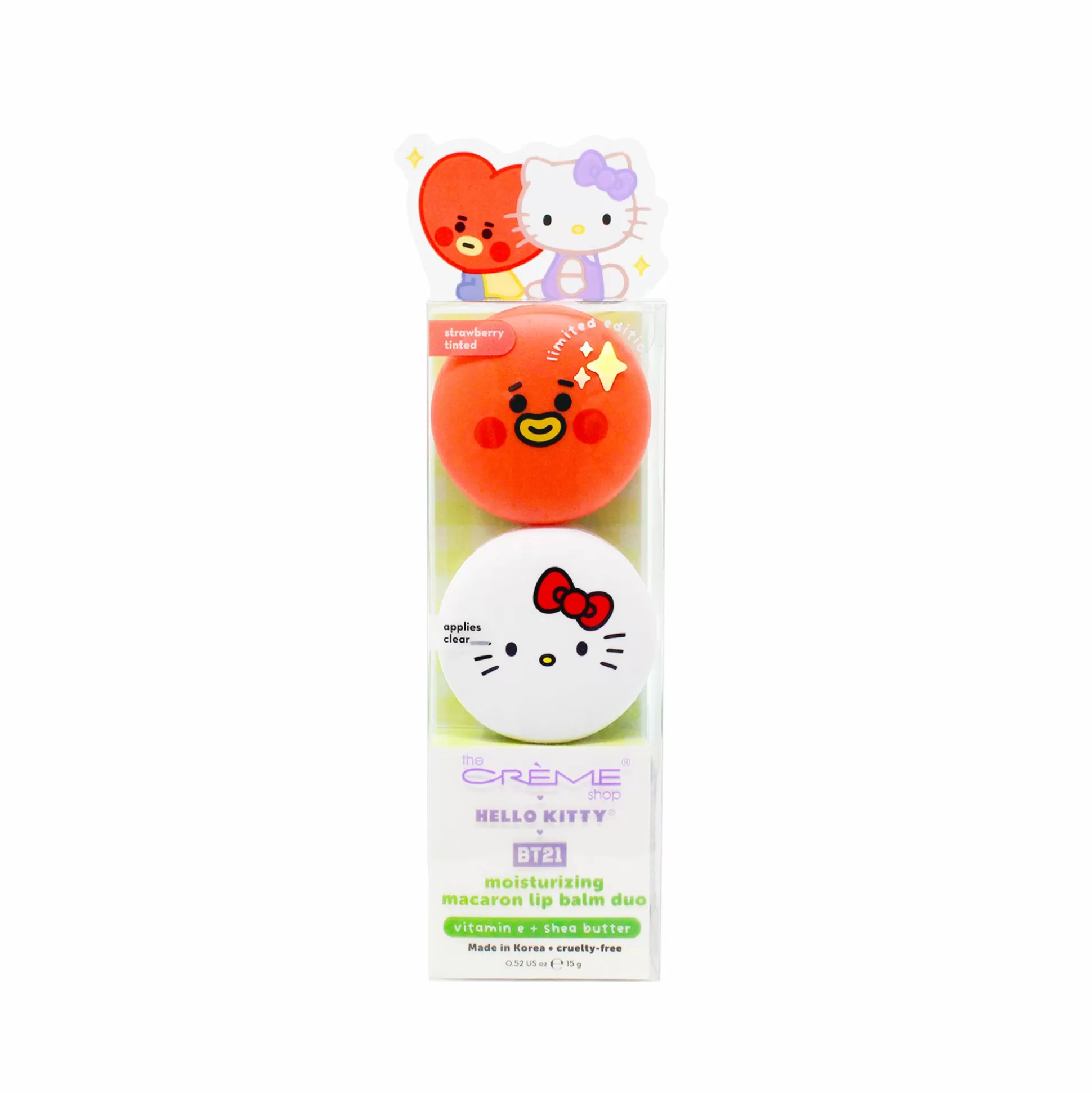 Hello Kitty & Bt21 Tata Moisturizing Macaron Lip Balm Duo^The Crème Shop Best