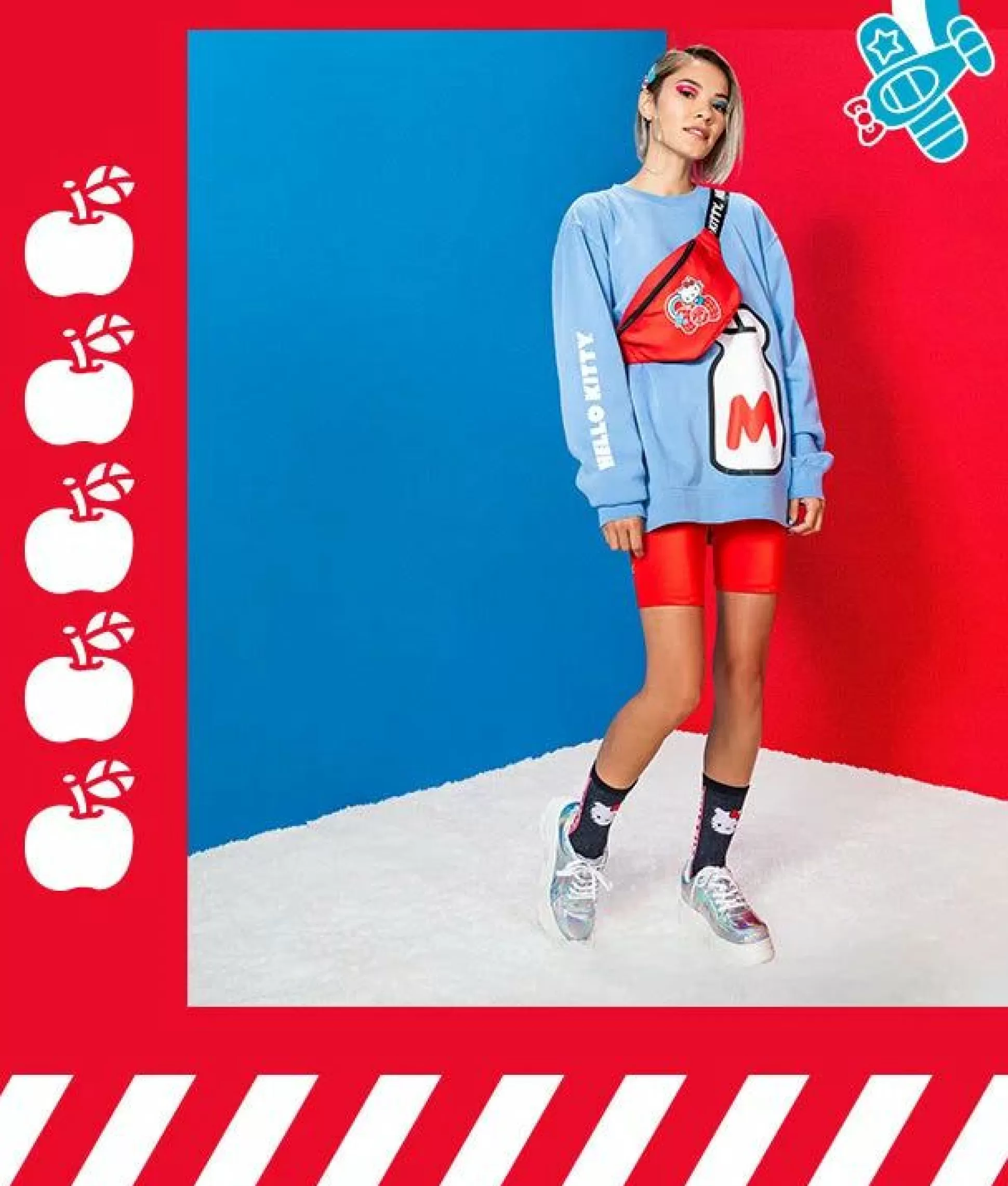 Hello Kitty And Friends Around The World Milk Bottle Sweatshirt (Medium)^JACK NADEL Outlet