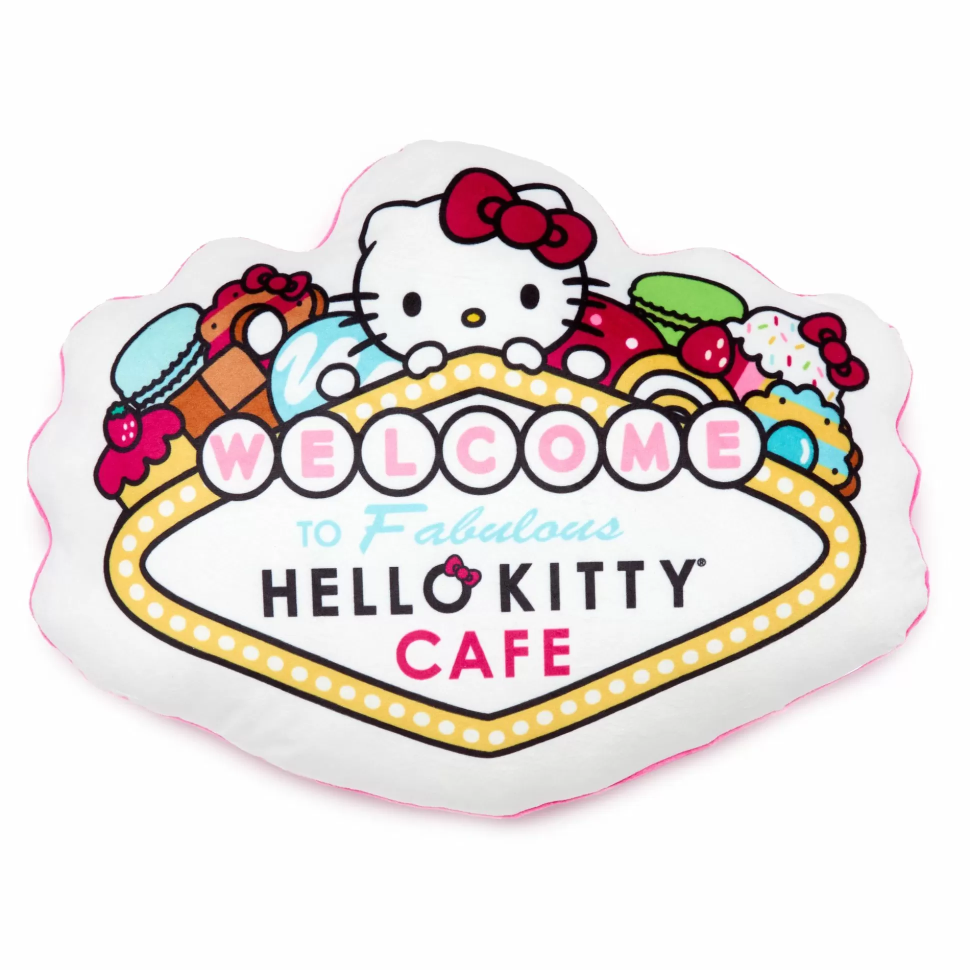 Hello Kitty Cafe Las Vegas Throw Pillow (White)^JACK NADEL Best Sale