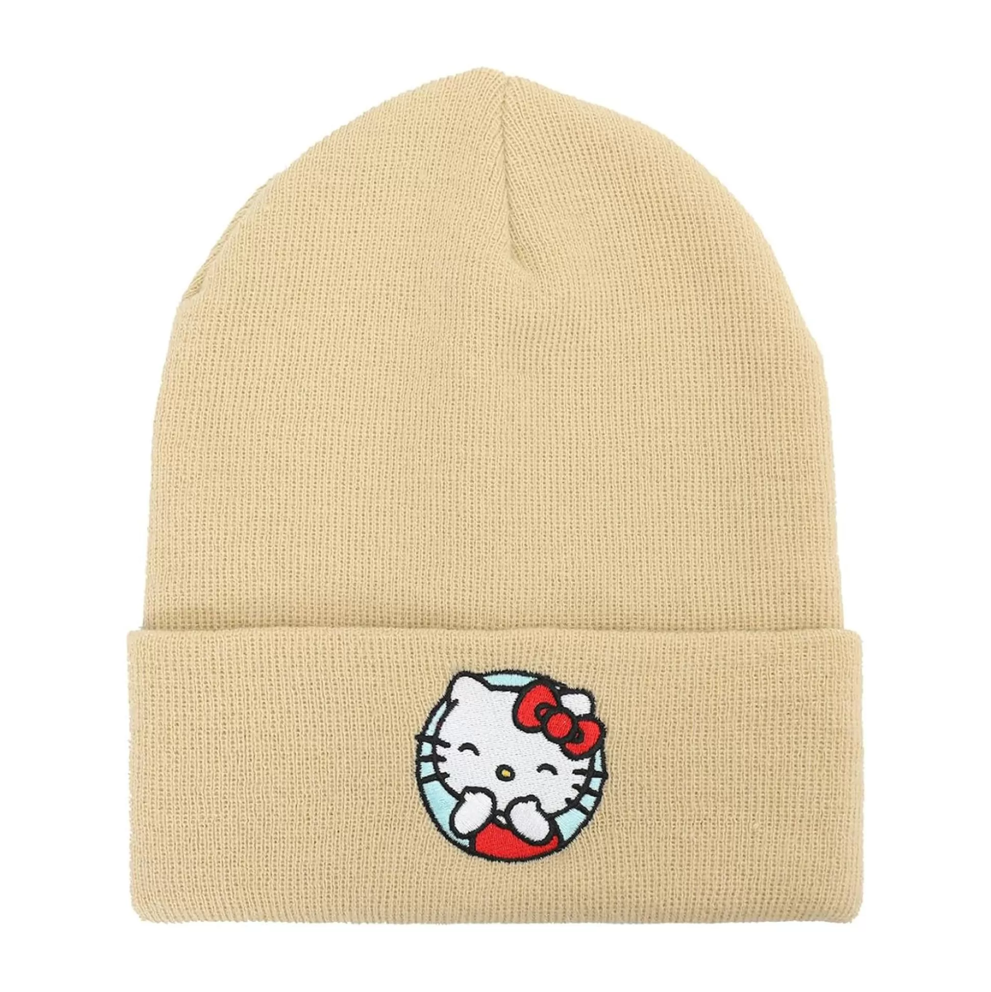 Hello Kitty Embroidered Khaki Cuff Beanie^BIOWORLD New