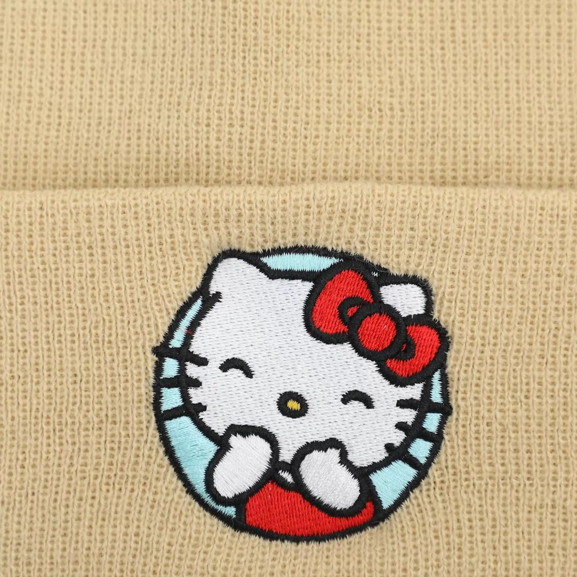 Hello Kitty Embroidered Khaki Cuff Beanie^BIOWORLD New