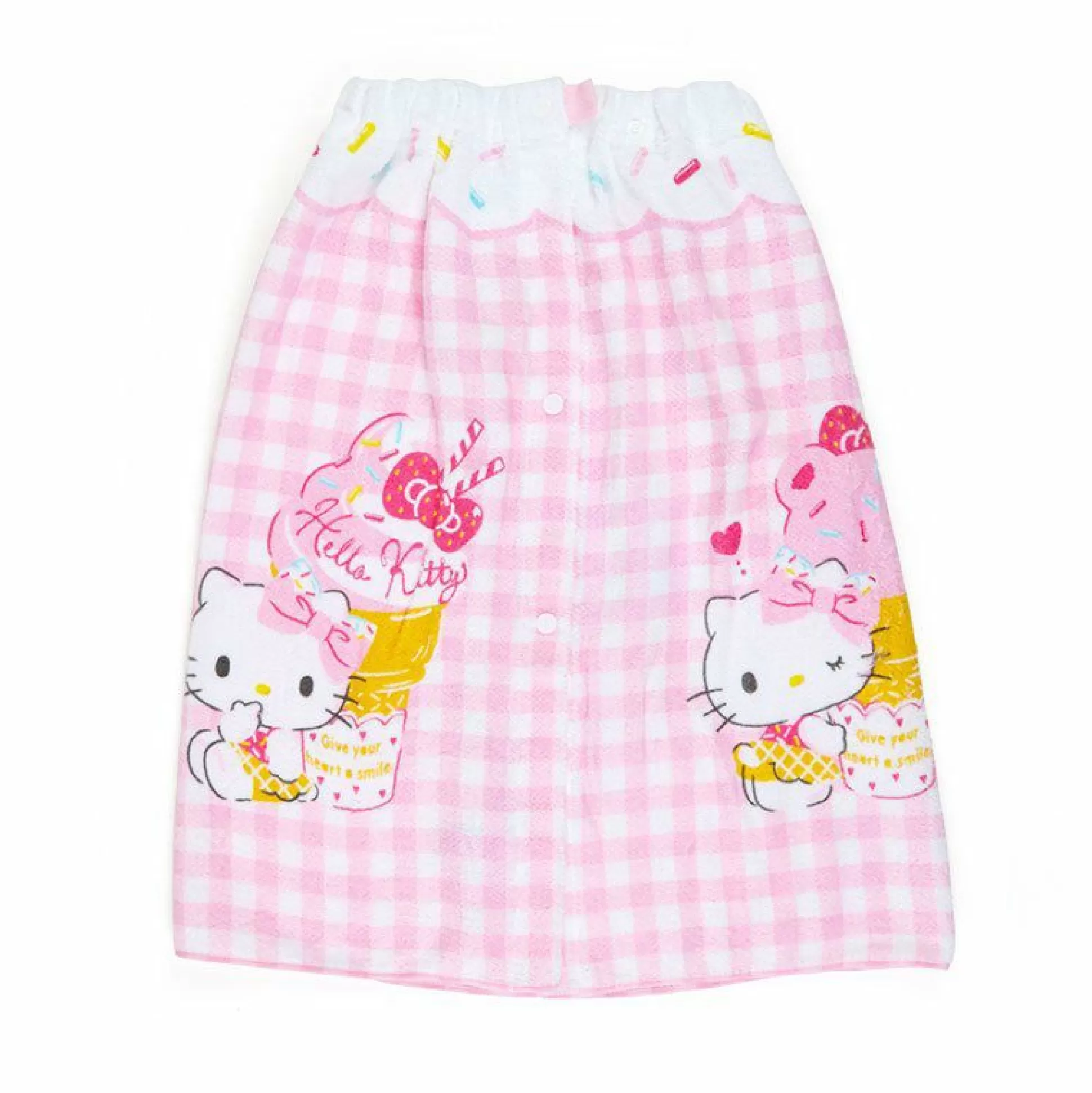 Hello Kitty Gingham Wrap Towel^Japan Original New