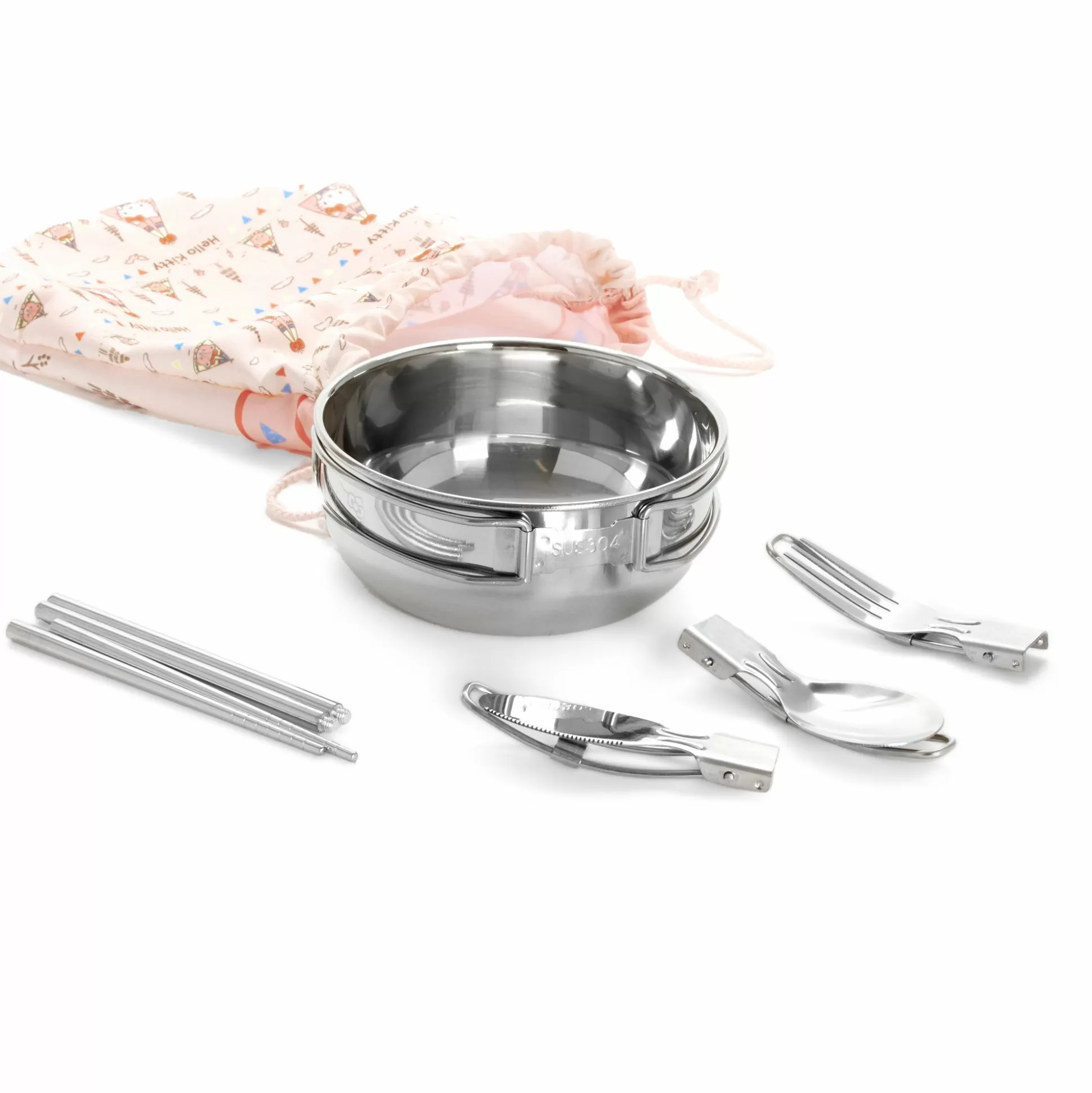 Hello Kitty Stainless Steel Cutlery Set (Camping Series)^Global Original Sale