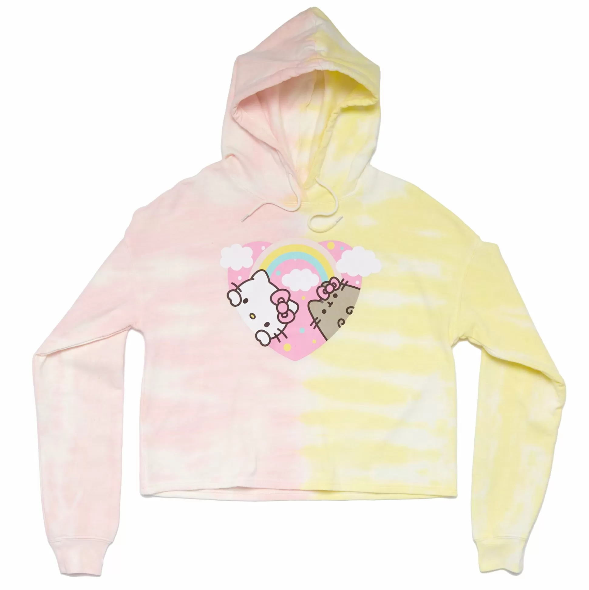 Hello Kitty X Pusheen Rainbow Split Tie-Dye Crop Hoodie^Hybrid Apparel Best