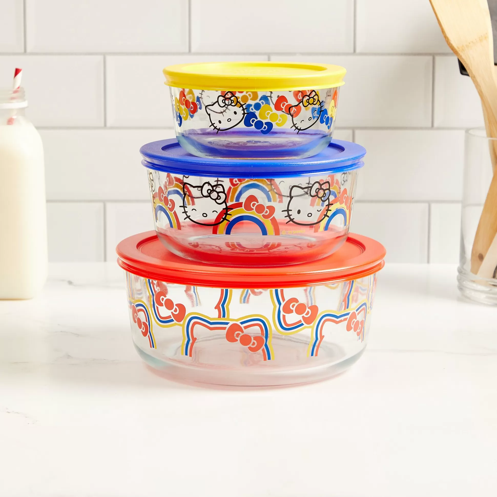 Hello Kitty X Pyrex Cheerful Vibes Glass Storage Containers (Set Of 3)^Instant Brands Outlet