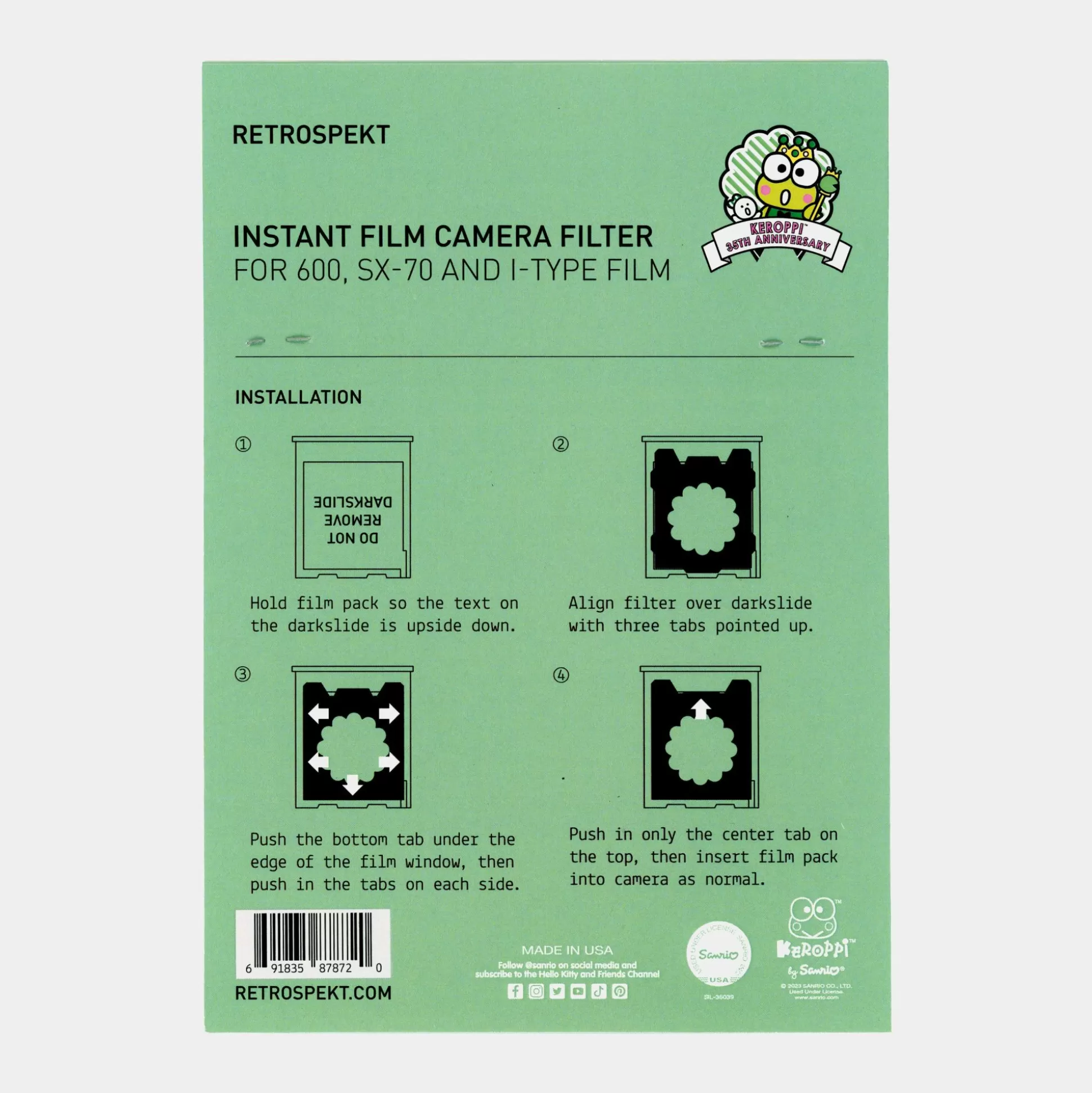 Keroppi 35Th Anniversary Instant Film Photo Filters (5-Pack)^RETROSPEKT Cheap