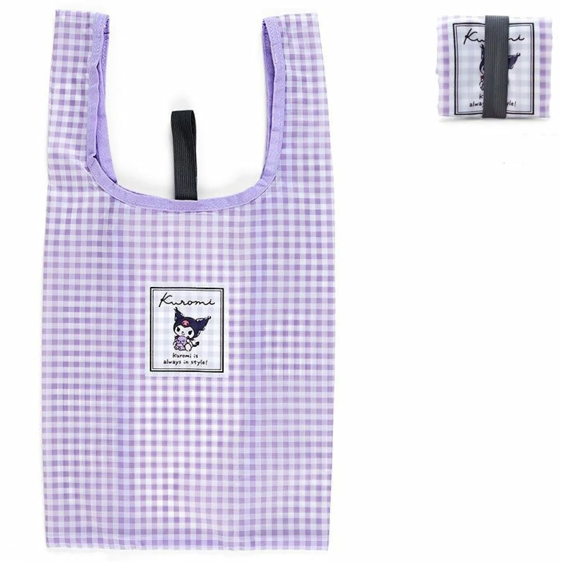 Kuromi Gingham Reusable Tote Bag^Japan Original Shop