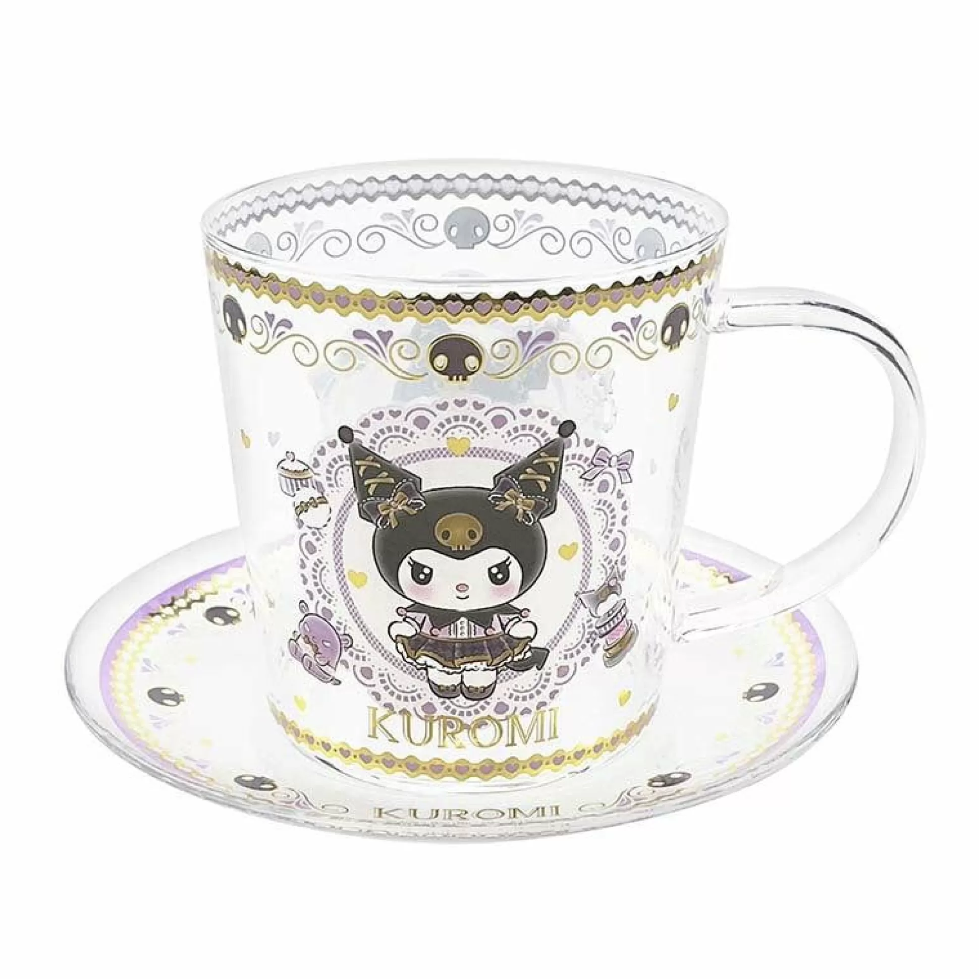 Kuromi Glass Cup And Saucer Set (Fancy Ribbons Series)^Global Original Sale