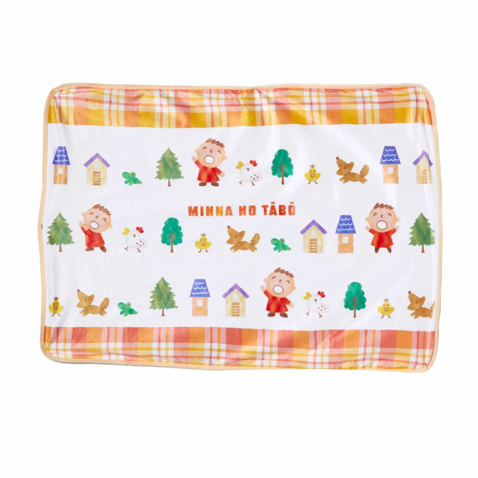 Minna No Tabo Lap Blanket (Orange Plaid Series)^Global Original Shop