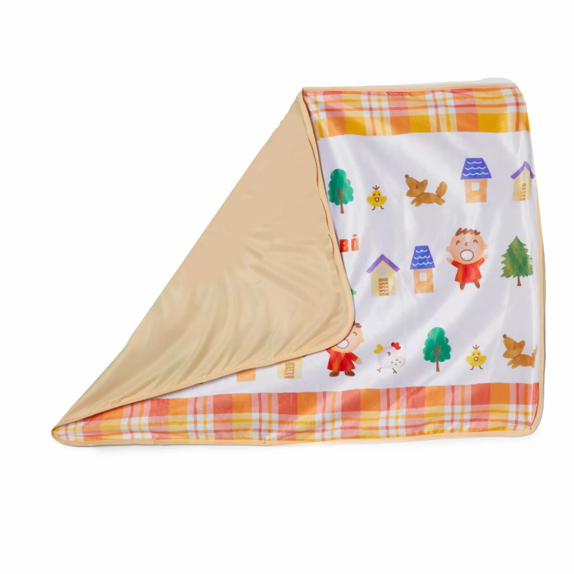 Minna No Tabo Lap Blanket (Orange Plaid Series)^Global Original Shop