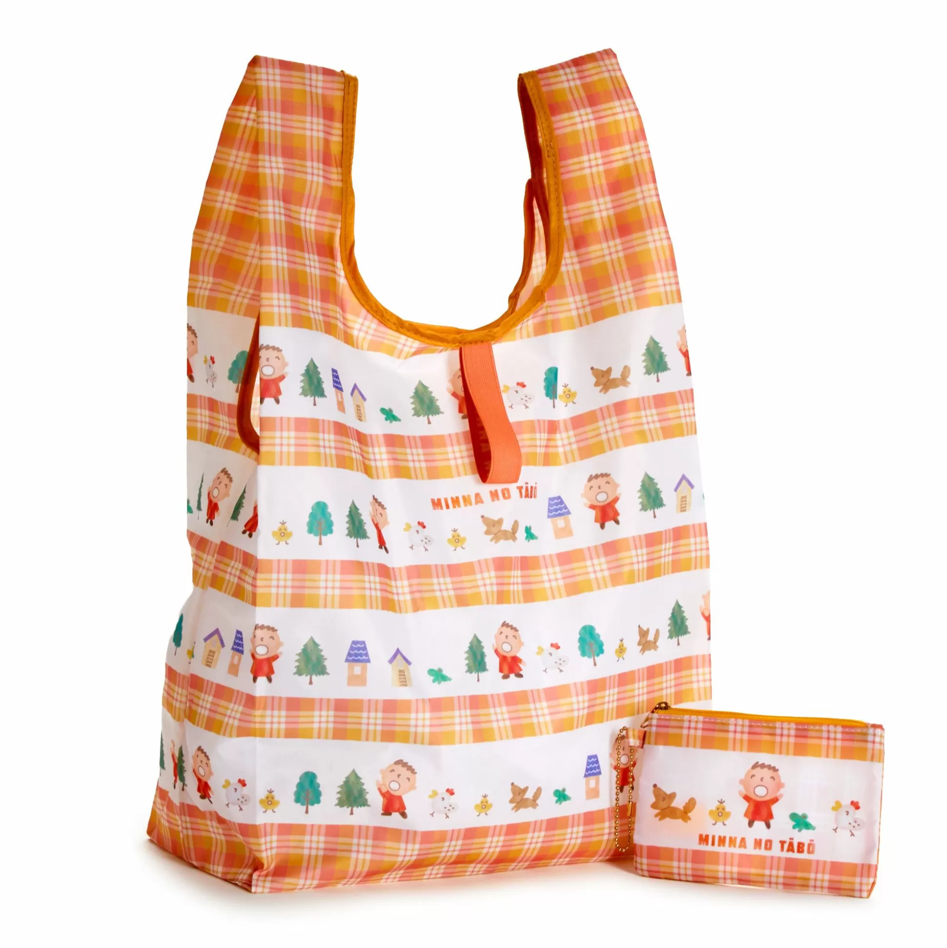 Minna No Tabo Reusable Tote (Orange Plaid Series)^Global Original Store