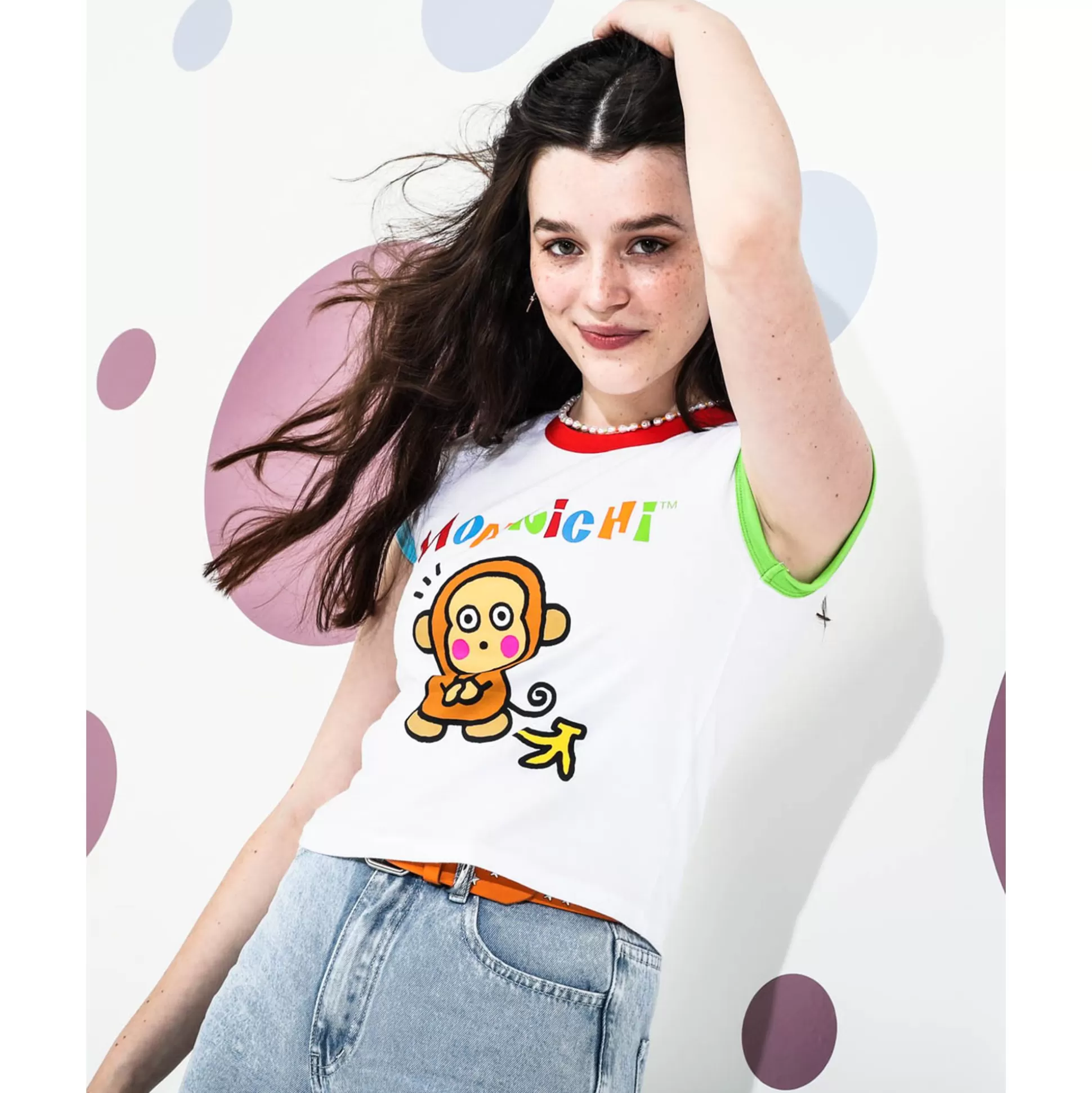 Monkichi X Dumbgood White Ringer Baby Tee^BIOWORLD Best Sale