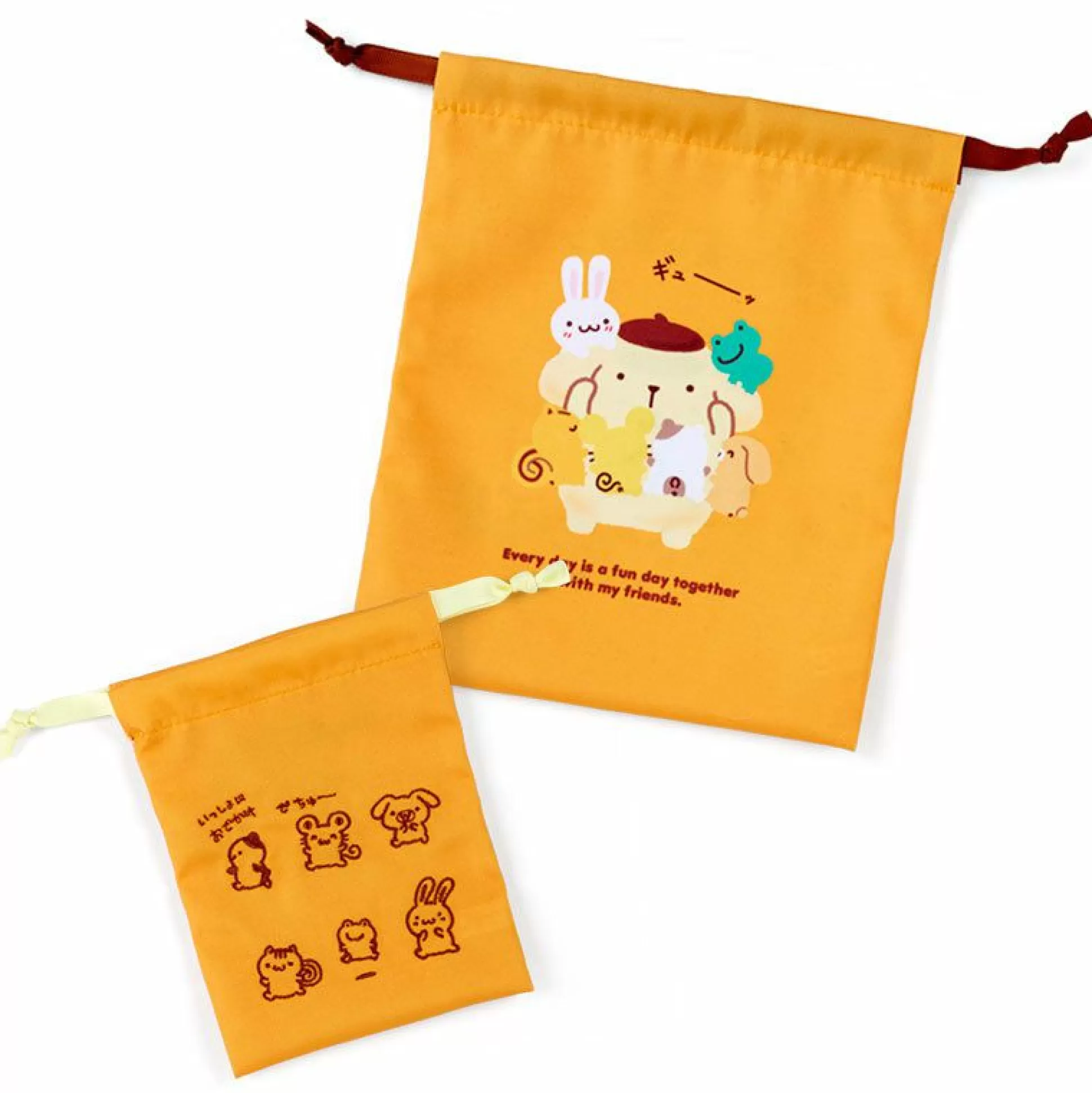 Pompompurin Drawstring Bag Set (Team Pudding Series)^Japan Original Outlet